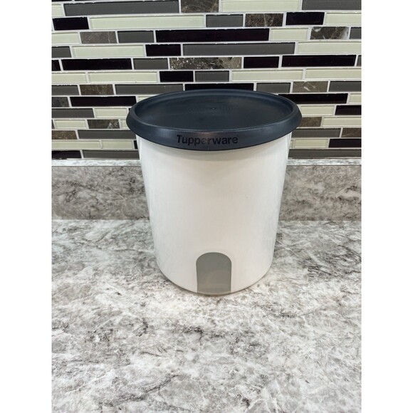 Tupperware One-Touch Canister White & Black Large Size D *EUC* - Picture 1 of 7